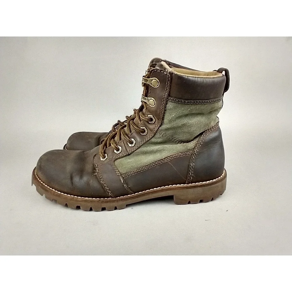 Kodiak Thane Waterproof Boot GreenBrown‎ Leather Mens Size 8 Ankle Canvas Rugged
